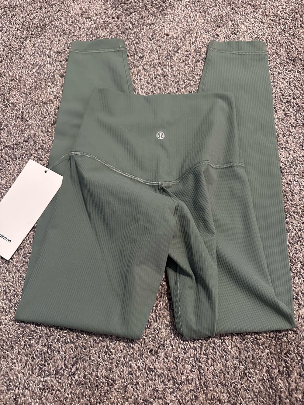 lululemon athletica Ribbed High-Rise Leggings in Sage Green